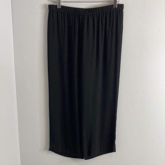 Eileen Fisher Black SILK Wide Leg Crop Pants PS - Picture 3 of 6